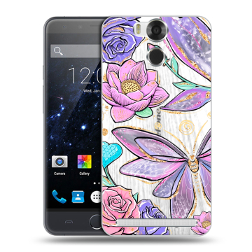 Пластиковый чехол на Ulefone Power с принтом Бабочки и цветы