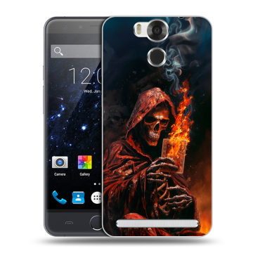 Пластиковый чехол на Ulefone Power с принтом Скелет и карты