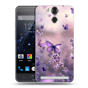 Пластиковый чехол на Ulefone Power с принтом бабочки и лаванда