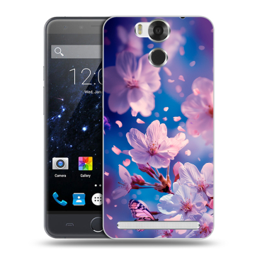 Пластиковый чехол на Ulefone Power с принтом цветы бабочки
