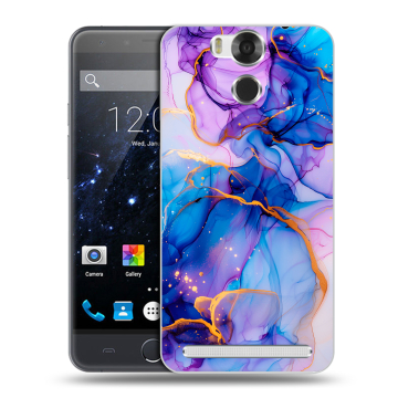 Пластиковый чехол на Ulefone Power с принтом синий мрамор
