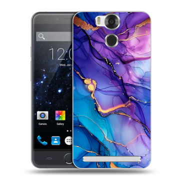 Пластиковый чехол на Ulefone Power с принтом синий мрамор
