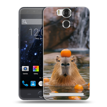 Пластиковый чехол на Ulefone Power с принтом Капибара с апельсином