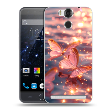 Пластиковый чехол на Ulefone Power с принтом бабочки розовые