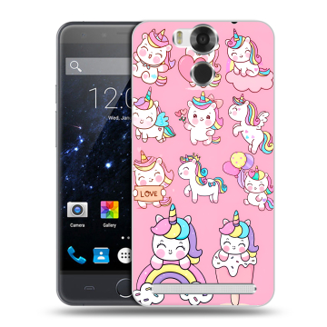 Пластиковый чехол на Ulefone Power с принтом Единороги и радуга