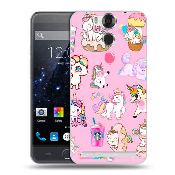 Пластиковый чехол на Ulefone Power с принтом розовые единороги