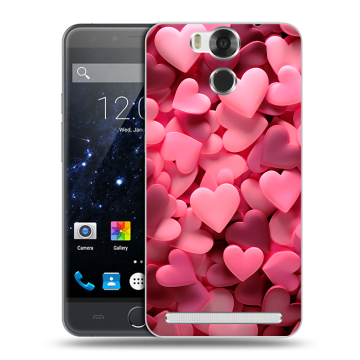 Пластиковый чехол на Ulefone Power с принтом розовые сердечки