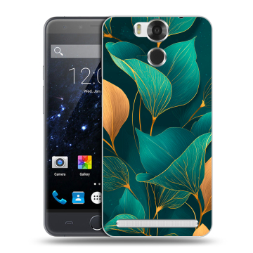 Пластиковый чехол на Ulefone Power с принтом Листья и золото Пластиковый чехол на Ulefone Power с принтом Листья и золото