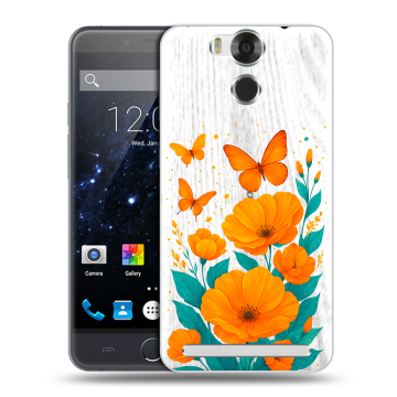 Пластиковый чехол на Ulefone Power с принтом цветы бабочки Пластиковый чехол на Ulefone Power с принтом цветы бабочки