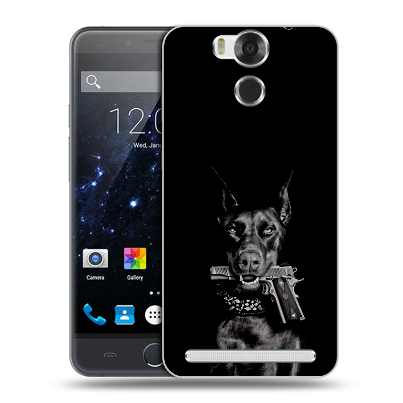 Пластиковый чехол на Ulefone Power с принтом Доберман и пистолет Пластиковый чехол на Ulefone Power с принтом Доберман и пистолет