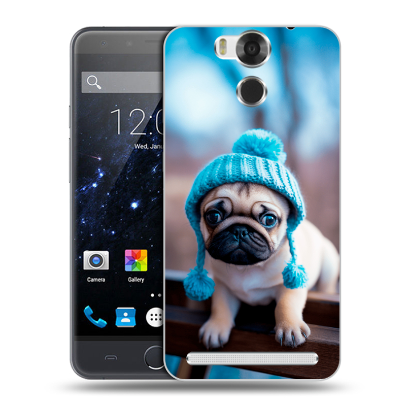 Пластиковый чехол на Ulefone Power с принтом Мопс в шапке Пластиковый чехол на Ulefone Power с принтом Мопс в шапке