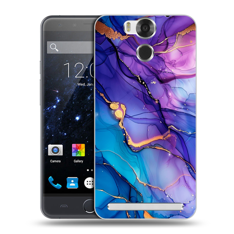 Пластиковый чехол на Ulefone Power с принтом синий мрамор Пластиковый чехол на Ulefone Power с принтом синий мрамор
