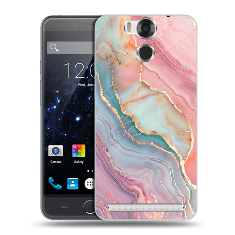 Пластиковый чехол на Ulefone Power с принтом розовый мрамор Пластиковый чехол на Ulefone Power с принтом розовый мрамор