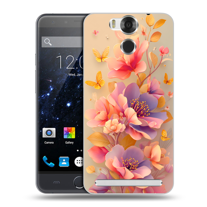 Пластиковый чехол на Ulefone Power с принтом Цветы и бабочки Пластиковый чехол на Ulefone Power с принтом Цветы и бабочки