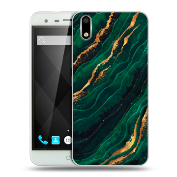 Пластиковый чехол на Ulefone Paris с принтом Мрамор зеленое золото