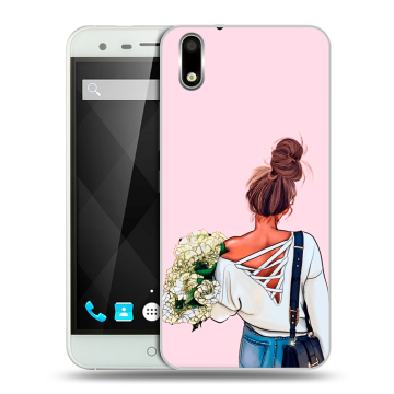 Пластиковый чехол на Ulefone Paris с принтом Девушка и букет