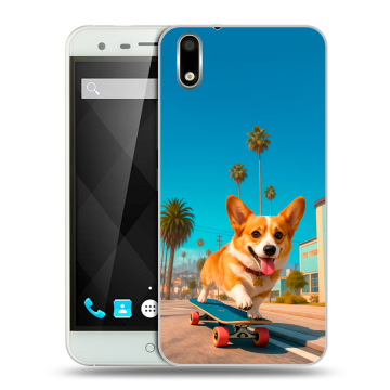 Пластиковый чехол на Ulefone Paris с принтом Корги на скейте Пластиковый чехол на Ulefone Paris с принтом Корги на скейте