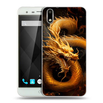 Пластиковый чехол на Ulefone Paris с принтом Золотой дракон Пластиковый чехол на Ulefone Paris с принтом Золотой дракон