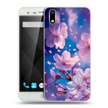 Пластиковый чехол на Ulefone Paris с принтом цветы бабочки Пластиковый чехол на Ulefone Paris с принтом цветы бабочки