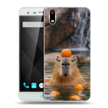 Пластиковый чехол на Ulefone Paris с принтом Капибара с апельсином Пластиковый чехол на Ulefone Paris с принтом Капибара с апельсином