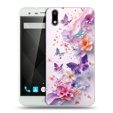Пластиковый чехол на Ulefone Paris с принтом цветы бабочки Пластиковый чехол на Ulefone Paris с принтом цветы бабочки
