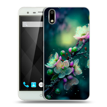 Пластиковый чехол на Ulefone Paris с принтом Цветы и мрамор Пластиковый чехол на Ulefone Paris с принтом Цветы и мрамор