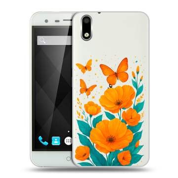 Пластиковый чехол на Ulefone Paris с принтом цветы бабочки Пластиковый чехол на Ulefone Paris с принтом цветы бабочки
