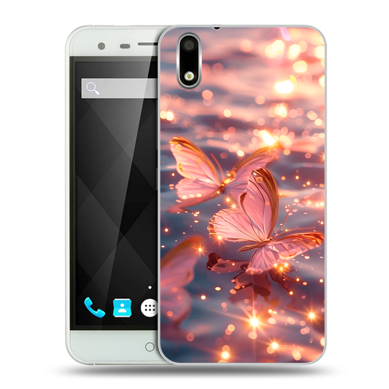 Пластиковый чехол на Ulefone Paris с принтом бабочки розовые Пластиковый чехол на Ulefone Paris с принтом бабочки розовые