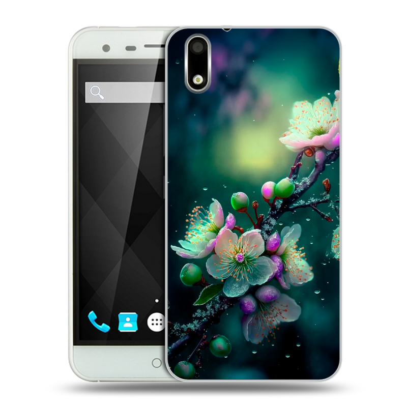 Пластиковый чехол на Ulefone Paris с принтом Цветы и мрамор Пластиковый чехол на Ulefone Paris с принтом Цветы и мрамор