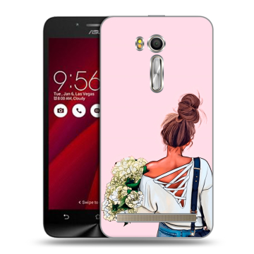 Пластиковый чехол на ASUS ZenFone Go 5.5 с принтом Девушка и букет