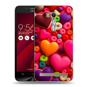 Пластиковый чехол на ASUS ZenFone Go 5.5 с принтом Сердечки
