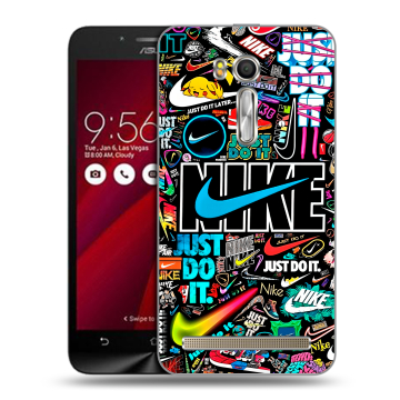 Пластиковый чехол на ASUS Zenfone Go 5.5 с принтом найк nike черный Пластиковый чехол на ASUS Zenfone Go 5.5 с принтом найк nike черный