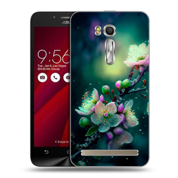 Пластиковый чехол на ASUS Zenfone Go 5.5 с принтом Цветы и мрамор