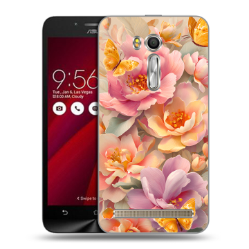 Пластиковый чехол на ASUS Zenfone Go 5.5 с принтом Цветы и бабочки