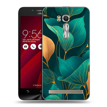 Пластиковый чехол на ASUS Zenfone Go 5.5 с принтом Листья и золото