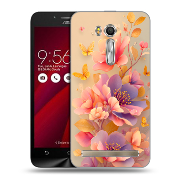 Пластиковый чехол на ASUS Zenfone Go 5.5 с принтом Цветы и бабочки