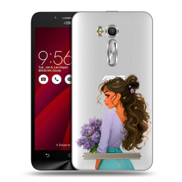 Пластиковый чехол на ASUS Zenfone Go 5.5 с принтом девушка цветы