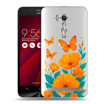 Пластиковый чехол на ASUS Zenfone Go 5.5 с принтом цветы бабочки
