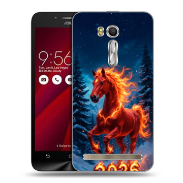 Пластиковый чехол на ASUS Zenfone Go 5.5 с принтом Новый год коня Пластиковый чехол на ASUS Zenfone Go 5.5 с принтом Новый год коня