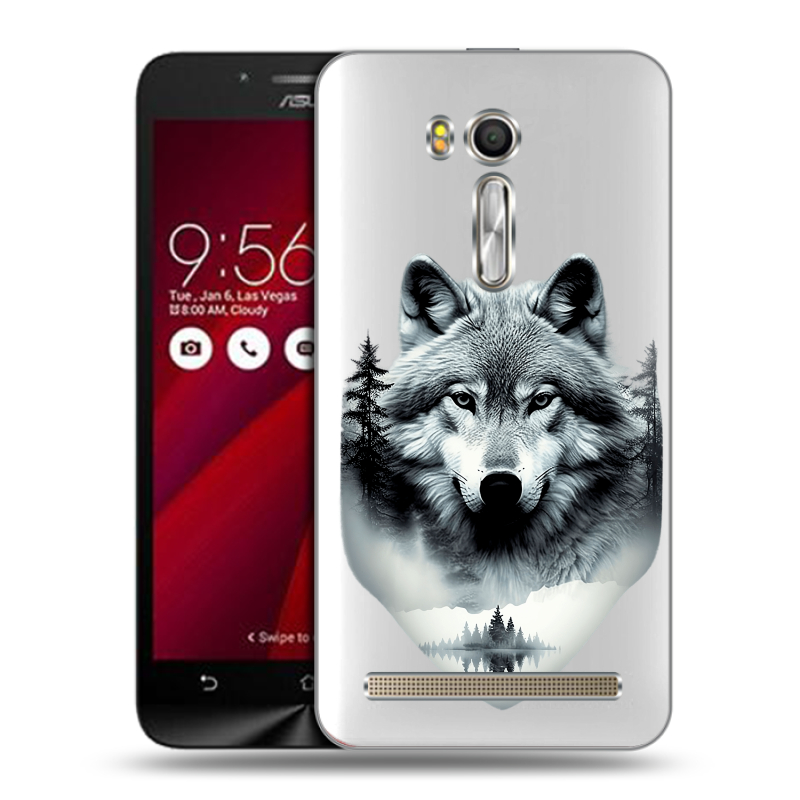 Пластиковый чехол на ASUS Zenfone Go 5.5 с принтом Волк в лесу Пластиковый чехол на ASUS Zenfone Go 5.5 с принтом Волк в лесу