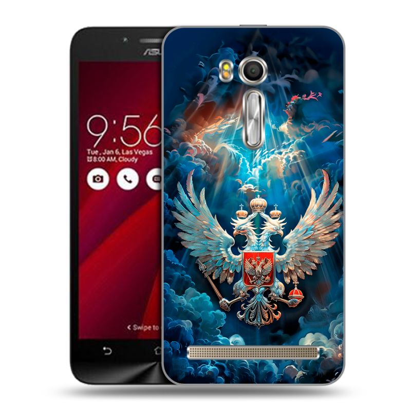 Пластиковый чехол на ASUS Zenfone Go 5.5 с принтом Герб флаг России Пластиковый чехол на ASUS Zenfone Go 5.5 с принтом Герб флаг России
