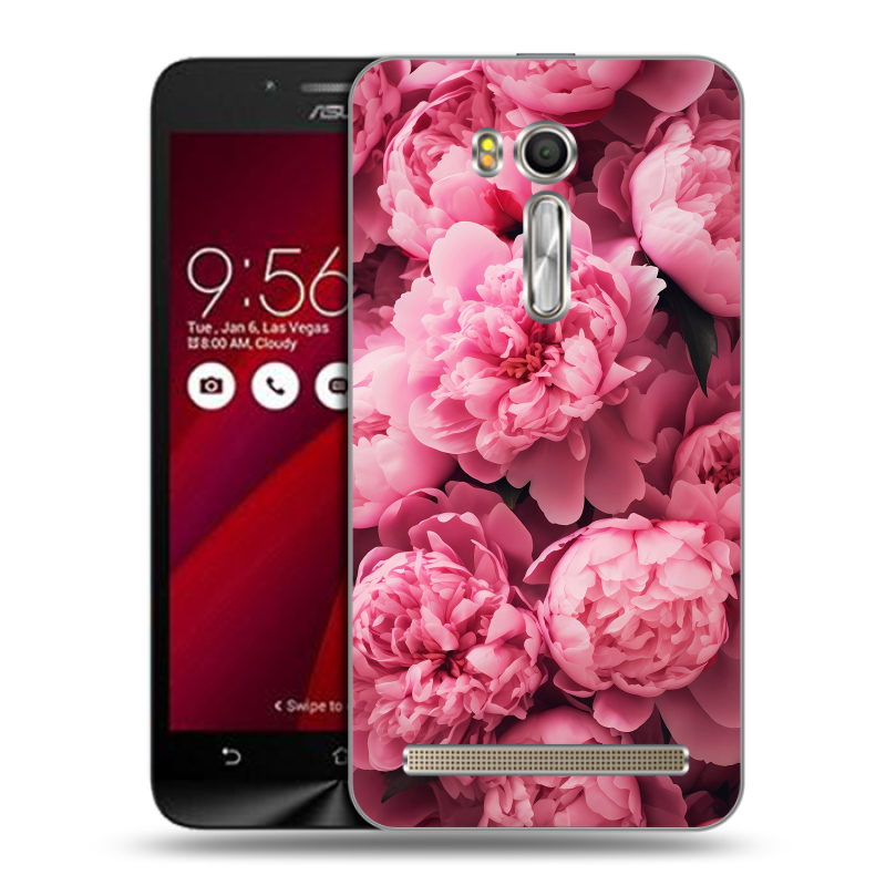 Пластиковый чехол на ASUS Zenfone Go 5.5 с принтом цветы пионы Пластиковый чехол на ASUS Zenfone Go 5.5 с принтом цветы пионы