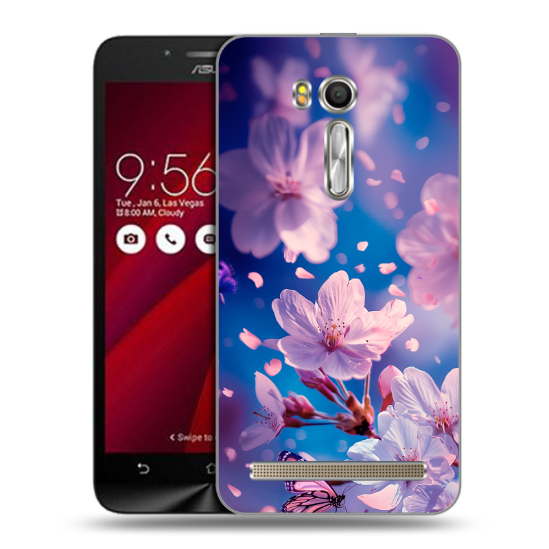 Пластиковый чехол на ASUS Zenfone Go 5.5 с принтом цветы бабочки Пластиковый чехол на ASUS Zenfone Go 5.5 с принтом цветы бабочки
