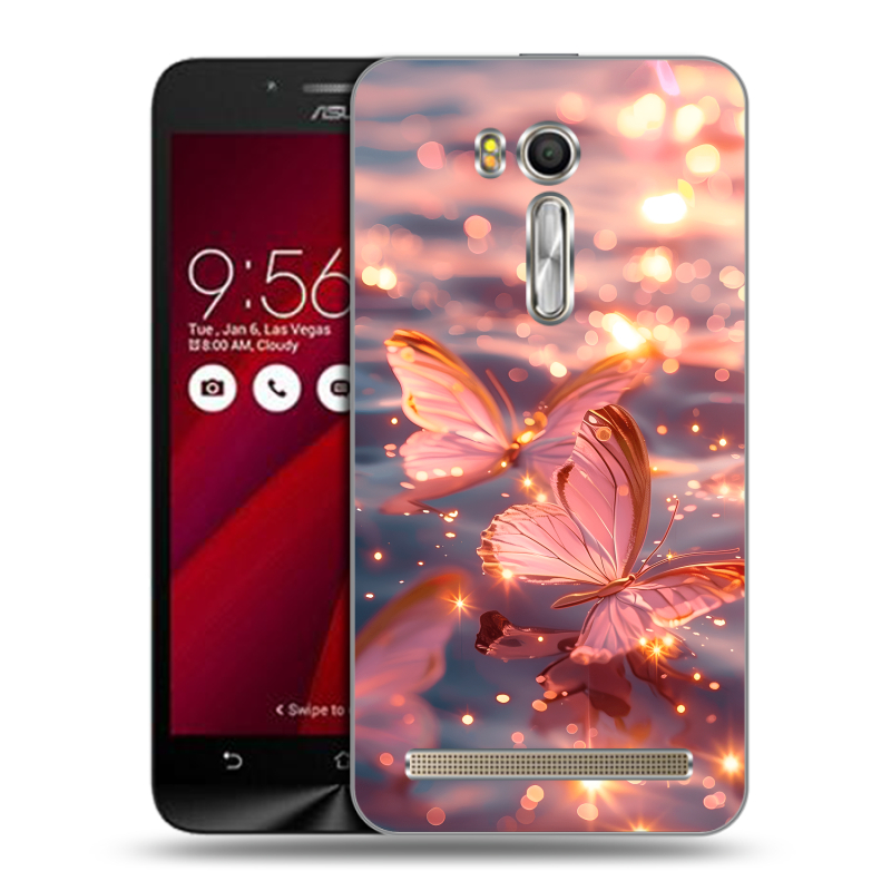 Пластиковый чехол на ASUS Zenfone Go 5.5 с принтом бабочки розовые Пластиковый чехол на ASUS Zenfone Go 5.5 с принтом бабочки розовые