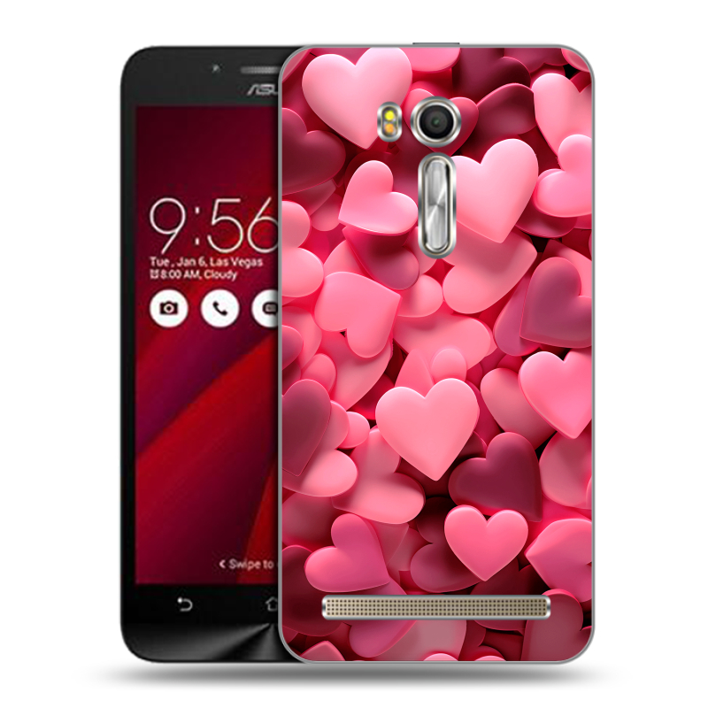Пластиковый чехол на ASUS Zenfone Go 5.5 с принтом розовые сердечки Пластиковый чехол на ASUS Zenfone Go 5.5 с принтом розовые сердечки