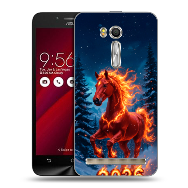 Пластиковый чехол на ASUS Zenfone Go 5.5 с принтом Новый год коня Пластиковый чехол на ASUS Zenfone Go 5.5 с принтом Новый год коня