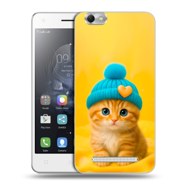 Силиконовый чехол на Lenovo Vibe C с принтом Котенок в шапке