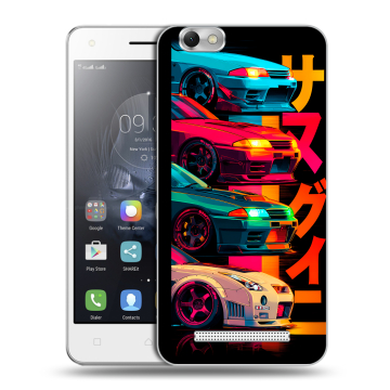 Силиконовый чехол на Lenovo Vibe C с принтом Гоночные машины