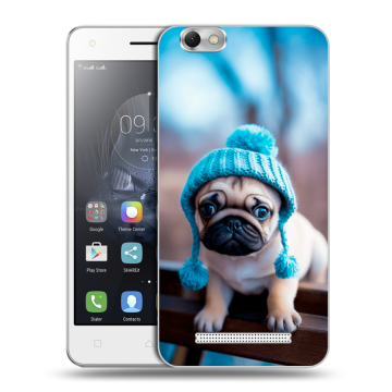 Силиконовый чехол на Lenovo Vibe C с принтом Мопс в шапке