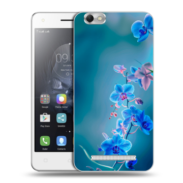 Силиконовый чехол на Lenovo Vibe C с принтом Голубые цветы